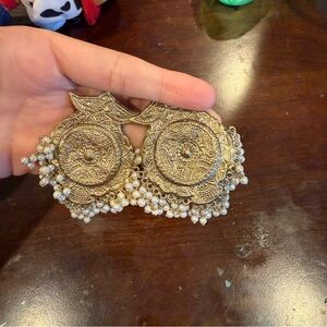 Traditional Pakistani Elegant Gold and Pearl Women's Earrings